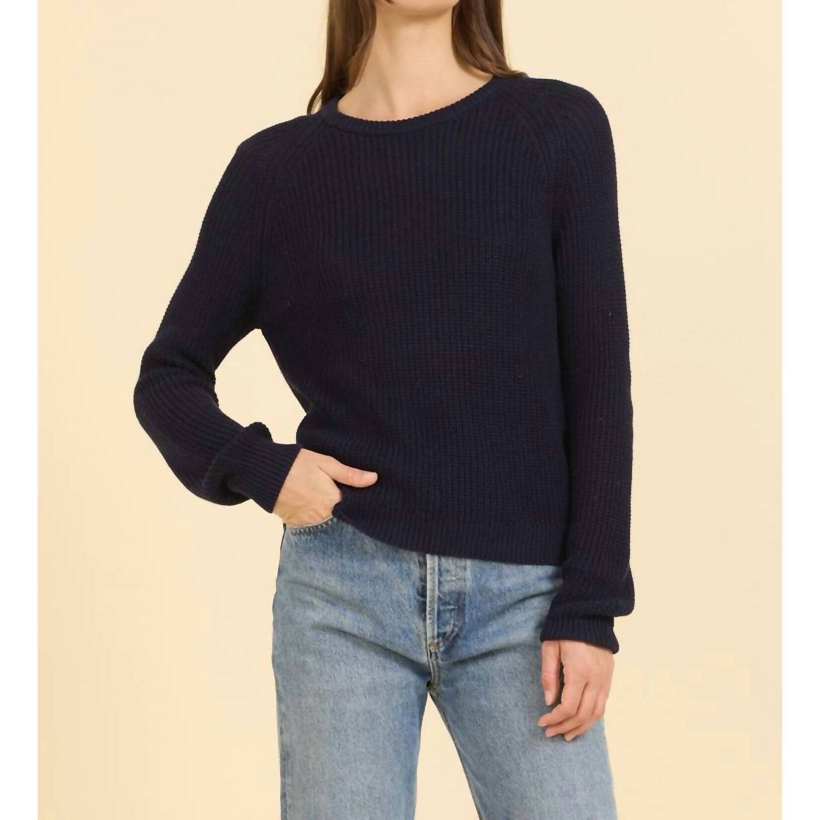 New One Grey Day Raleigh Pullover Top In Navy